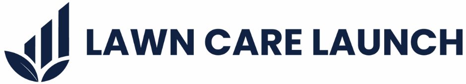 Blue lawn care launch logo