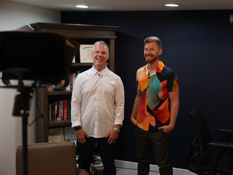 Joey Coberly and Kevin Salters teaching an online course